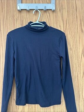 Ardene Navy Blue Ribbed Long Sleeve Turtleneck Top